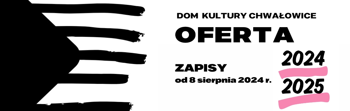 po lewej czarny trójkąt i linie. Oferta, zapisy od 8 sierpnia 2024 r.